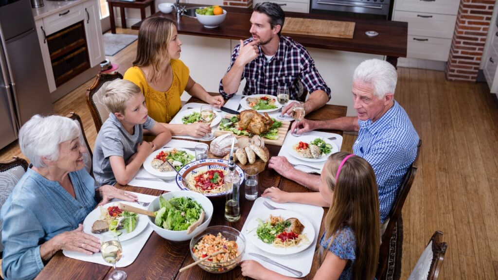 Family members talking