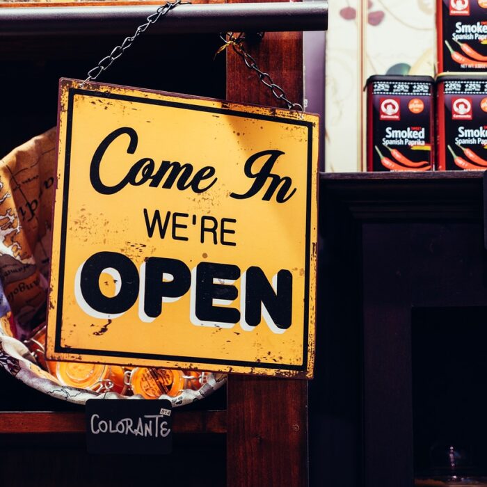 Store sign in front of a business